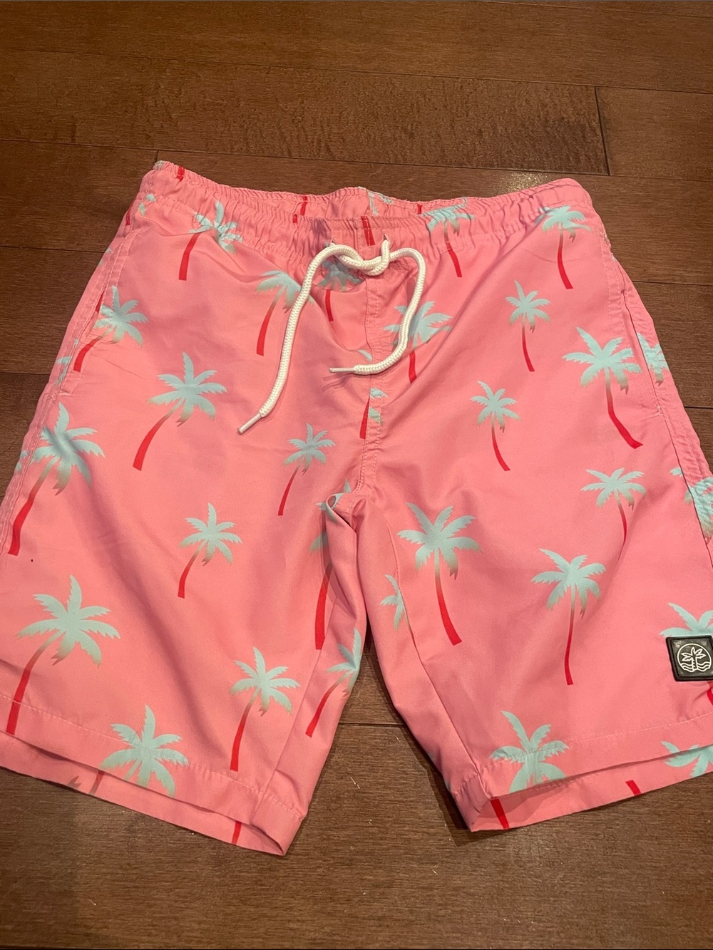 5/$25 Pink Palm Print Swim Trunks